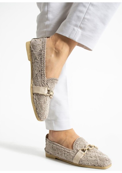 Zincir Detaylı Nefes Alabilen Esnek Yazlık Örgü Model Hasır Günlük Kadın Babet Ayakkabı modelleri