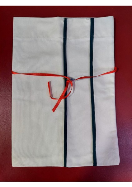 Gabardin Kumaş Nazar Boncuklu Bez Kese Bağ Detaylı El Yapım 38X26CM 1 Adet