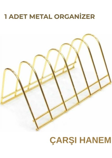Çarşı Hanem 1 Adet Metal Tabaklık Gold Metal Organizer Tepsi Tabak Standı Bulaşıklık 6"lı