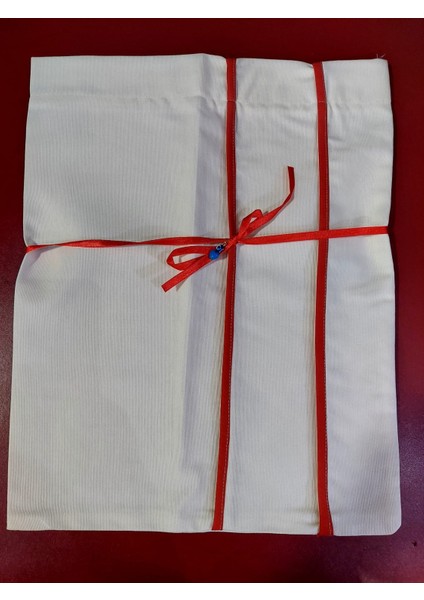 Gabardin Kumaş Nazar Boncuklu Bez Kese Bağ Detaylı El Yapım 39X30CM 1 Adet