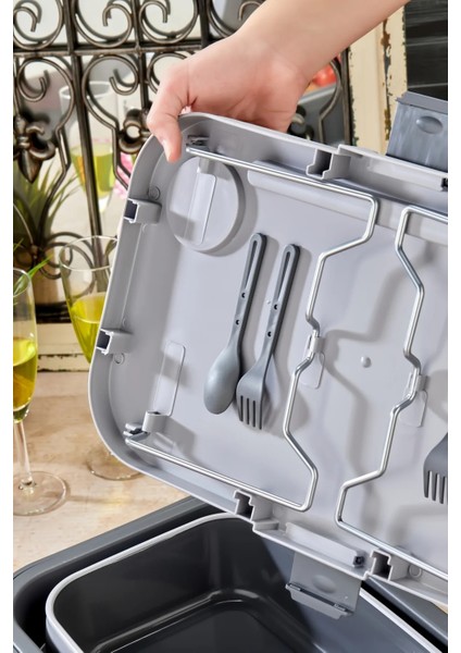 Piknik Sepeti 23.5 Lt Sehpali Akordiyon Katlanabilir Silikon Gri fırsatları