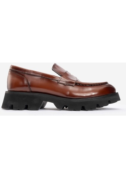 Erkek Casual Kalın Taban Loafer Ayakkabı Gerçek Deri Mc 20228 Taba