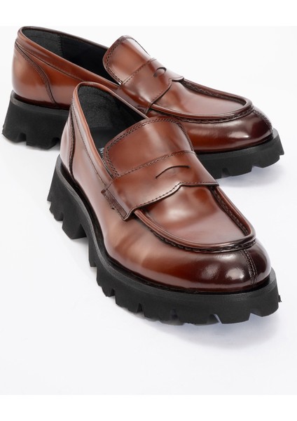 Erkek Casual Kalın Taban Loafer Ayakkabı Gerçek Deri Mc 20228 Taba fiyatları