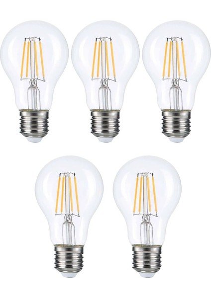 5 Adet LED Ampul 3000K E27 ( Gün Işığı ) ( A60 )