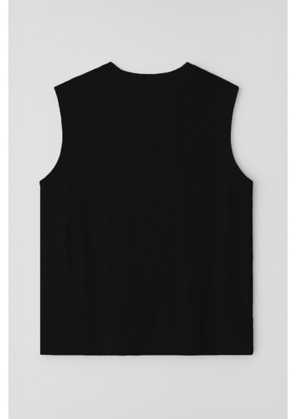 Kadın Bisiklet Yaka Baskılı Siyah Kolsuz T-Shirt fiyatları