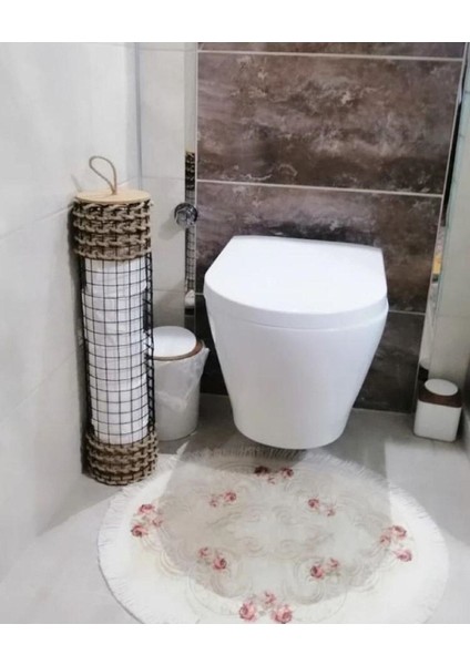 Hasır Tuvalet Kağıtlığı-Sepet-Wc Kağıtlığı Kapaklı 60 cm Düzenleyici