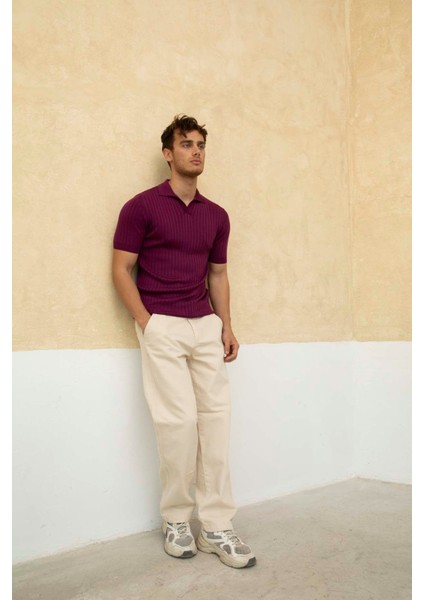 Erkek Fitilli Polo Yaka Triko T-Shirt fiyatları