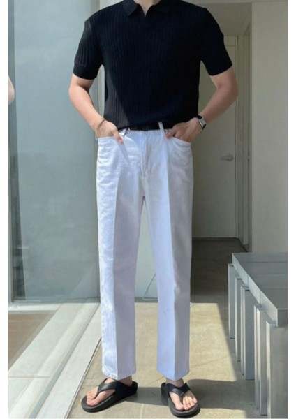 Mat Siyah Erkek Fitilli Polo Yaka Triko T-Shirt fiyatları