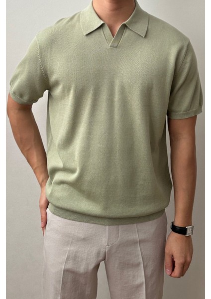 Erkek Patlı Kısa Kollu Polo Yaka Triko T-Shirt