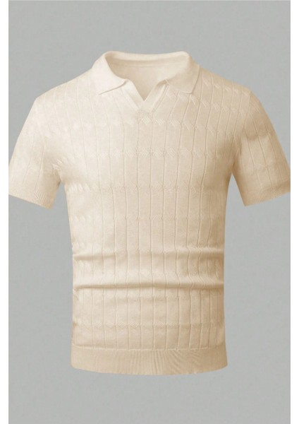 Erkek Taş Ince Saç Örgülü Slim Fit Polo Yaka Triko T-Shirt indirimleri