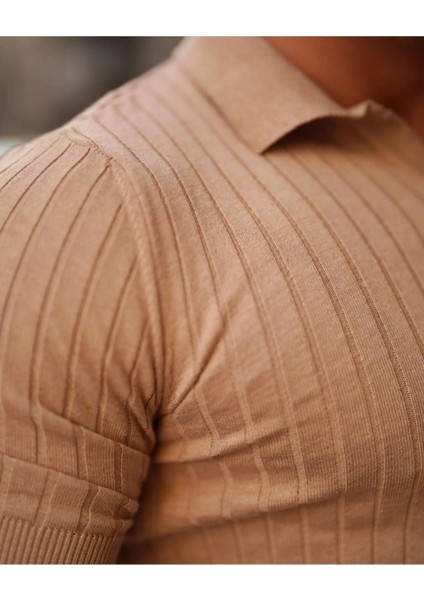 Erkek Fitilli Polo Yaka Triko T-Shirt fiyatları