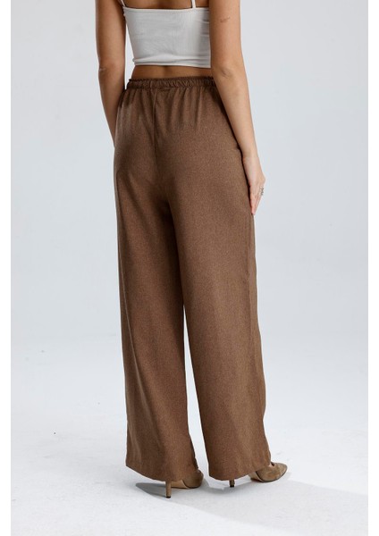 Beli Lastikli Yandan Cepli Pantolon - Açık Kahve indirimleri