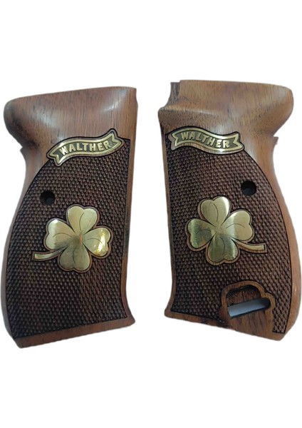 Walther P38 Walter P 38 Çiçek Logolu Ahşap Kabze