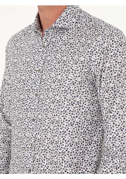 Erkek Haki Slim Fit Uzun Kollu Gömlek 50227030-VR027