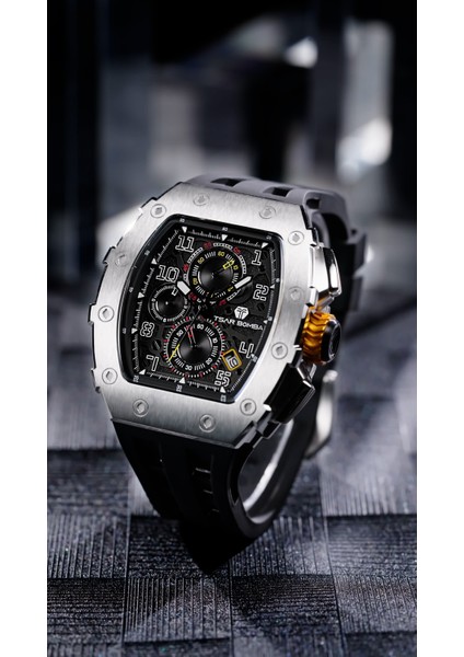 Elemental Series – Takvim Fonksiyonlu Çelik Saat TB8204Q Silver - Siyah