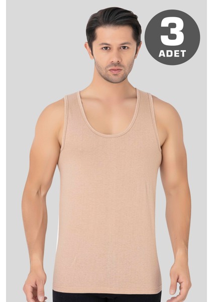 Erkek Ten Rengi Penye Atlet %100 Pamuk 3'lü Paket