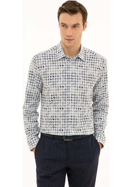 Erkek İndigo Slim Fit Uzun Kollu Gömlek 50229807-VR028