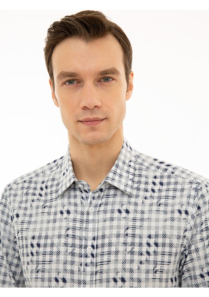 Erkek İndigo Slim Fit Uzun Kollu Gömlek 50229807-VR028