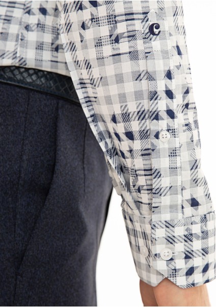 Erkek İndigo Slim Fit Uzun Kollu Gömlek 50229807-VR028