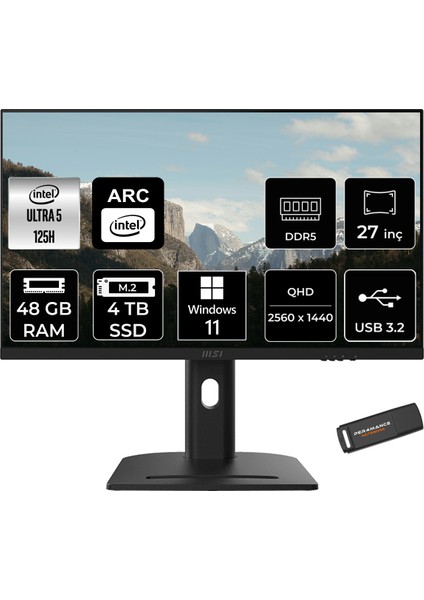 Msı Modern AM273QP Aı Intel Core Ultra 5 125H 48GB 4tb SSD 27" Wqhd 100Hz W11P All In One Bilgisayar & Per4 USB Bellek 1UM076XTRP410