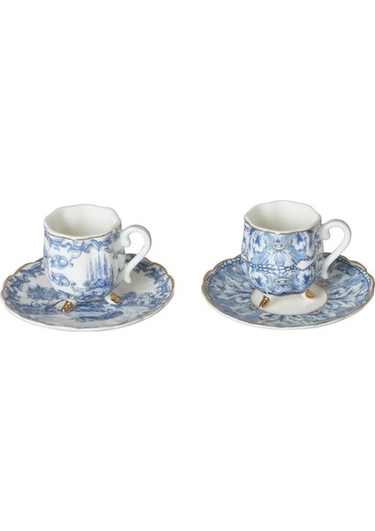 Lucky Art Florance Bone 4lu Ayaklı Kahve Fincanı Seti