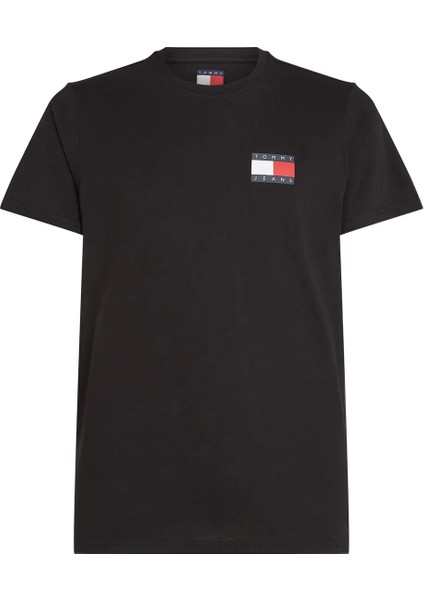Tjm Slım Essentıal Flag Tee Ext Erkek Siyah T-Shirt - DM0DM20740
