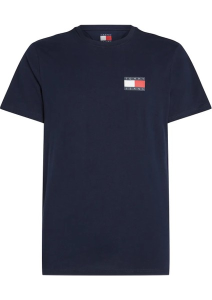 Tjm Slım Essentıal Flag Tee Ext Erkek Mavi T-Shirt - DM0DM20740