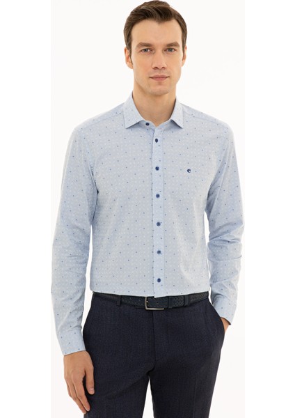 Erkek Açık Mavi Slim Fit Uzun Kollu Gömlek 50227931-VR003