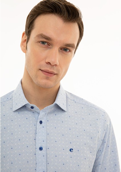 Erkek Açık Mavi Slim Fit Uzun Kollu Gömlek 50227931-VR003