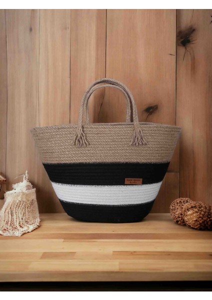 Hasır Midi Boy Çanta Omuz Çantası Plaj Çantası Günlük Çanta El Çantası Kol Çantası Handmade