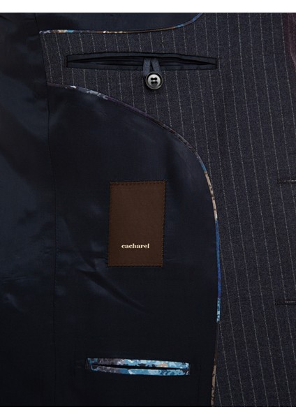 Erkek İndigo Slim Fit Yün Ceket 50230576-VR028