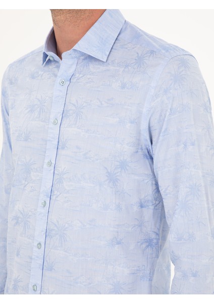 Erkek Açık Mavi Slim Fit Uzun Kollu Gömlek 50233094-VR003