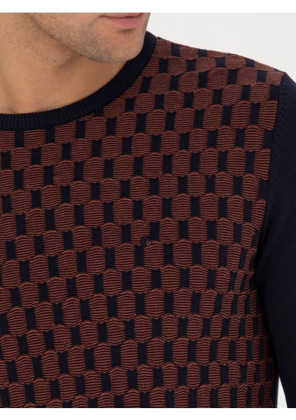 Erkek Lacivert Slim Fit Bisiklet Yaka Triko Kazak 50234963-VR033