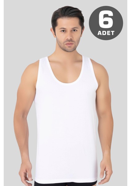 Beyaz Erkek Premium Atlet 6'lı Paket