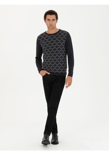 Erkek Antrasit Slim Fit Bisiklet Yaka Triko Kazak 50234971-VR006