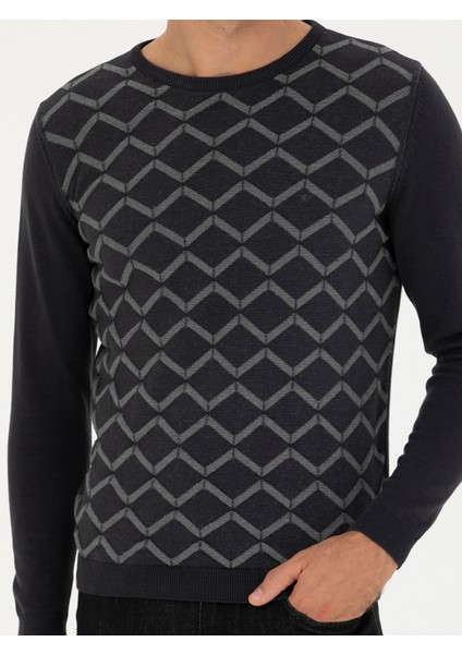 Erkek Antrasit Slim Fit Bisiklet Yaka Triko Kazak 50234971-VR006