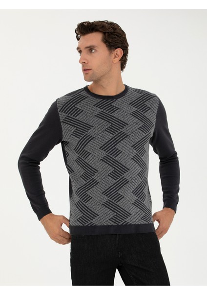 Erkek Antrasit Slim Fit Bisiklet Yaka Triko Kazak 50234953-VR006