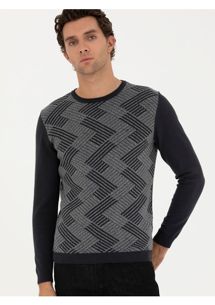 Erkek Antrasit Slim Fit Bisiklet Yaka Triko Kazak 50234953-VR006