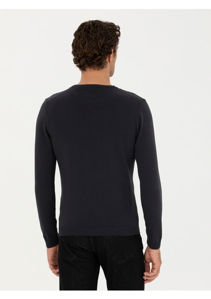 Erkek Antrasit Slim Fit Bisiklet Yaka Triko Kazak 50234953-VR006