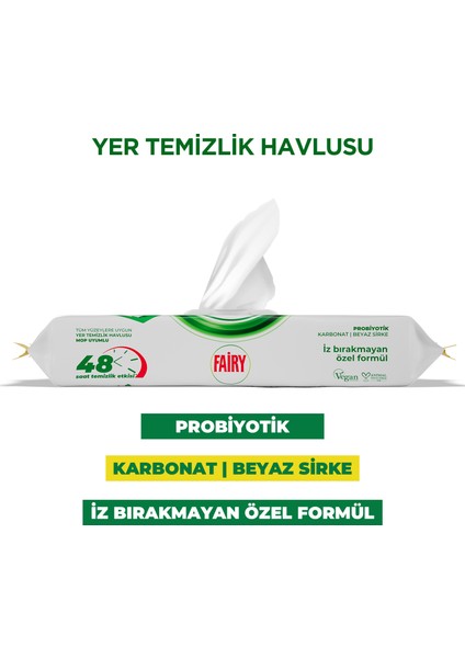 Çok Amaçlı Mop Uyumlu Yer Temizlik Havlusu 50 Yaprak | Limon Yağlı | Beyaz Sirke Karbonat fiyatları