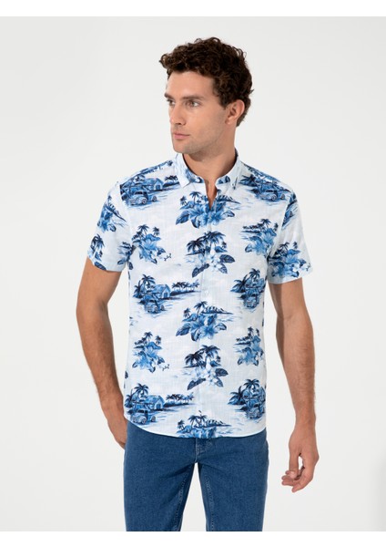 Erkek Açık Mavi Slim Fit Kısa Kollu Gömlek 50233380-VR003 modelleri