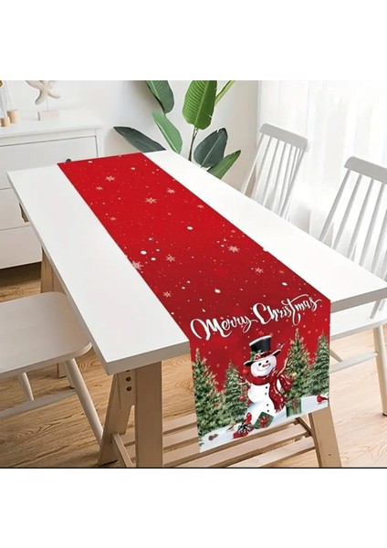 Noel Ağaç Kar Adam Desenli Masa Örtü Runner 180X35CM Polyester 1 Adet fiyatları