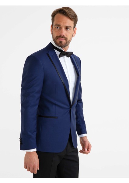 Erkek İndigo Slim Fit Smokin Ceket 50189758-VR028