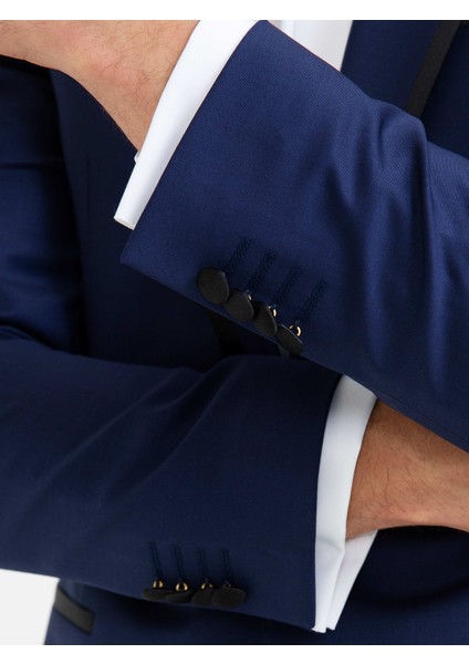 Erkek İndigo Slim Fit Smokin Ceket 50189758-VR028