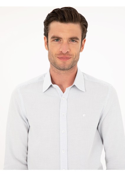 Erkek Lacivert Slim Fit Uzun Kollu Gömlek 50233017-VR033 fiyatları
