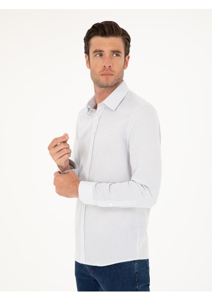 Erkek Lacivert Slim Fit Uzun Kollu Gömlek 50233017-VR033 modelleri