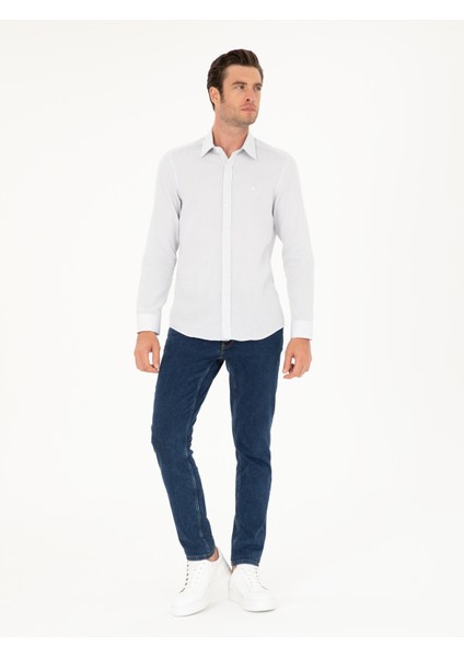 Erkek Lacivert Slim Fit Uzun Kollu Gömlek 50233017-VR033 fırsatları
