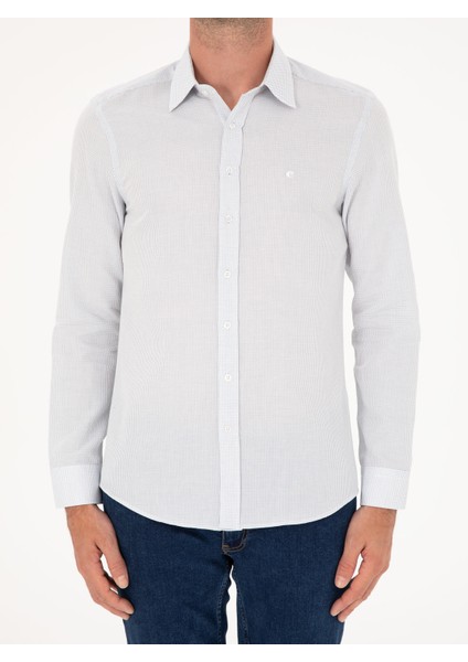 Erkek Lacivert Slim Fit Uzun Kollu Gömlek 50233017-VR033