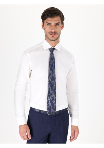 Erkek Beyaz Slim Fit Uzun Kollu Basic Gömlek 50235535-VR013