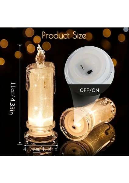 2'li LED Alevsiz Mum Set Gerçekçi Pilli Sütun Tasarım Aile Toplantılık Ortam Işık